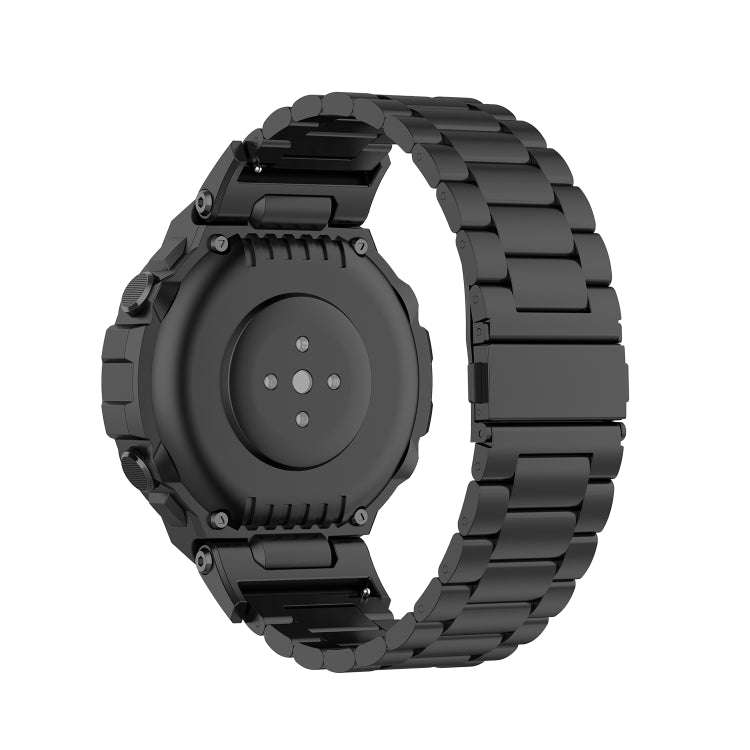 For Huami Amazfit Ares A1908 3-Beads Stainless Steel Watch Band with Screwdriver(Black)