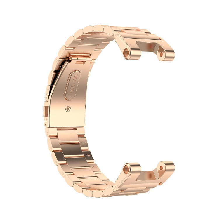 For Huami Amazfit T-Rex A1918 3-Beads Stainless Steel Watch Band with Screwdriver(Rose Gold)