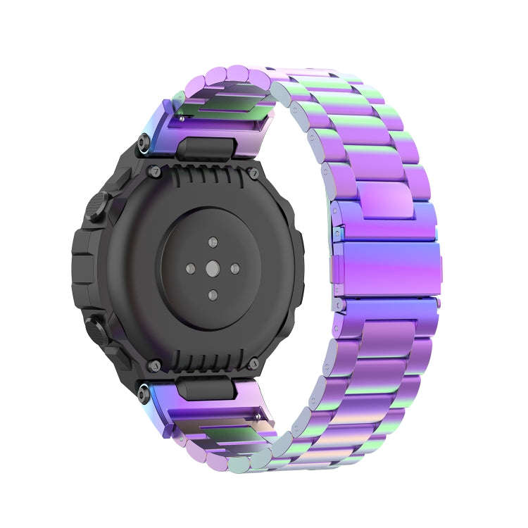 For Huami Amazfit T-Rex A1918 3-Beads Stainless Steel Watch Band with Screwdriver(Colorful)
