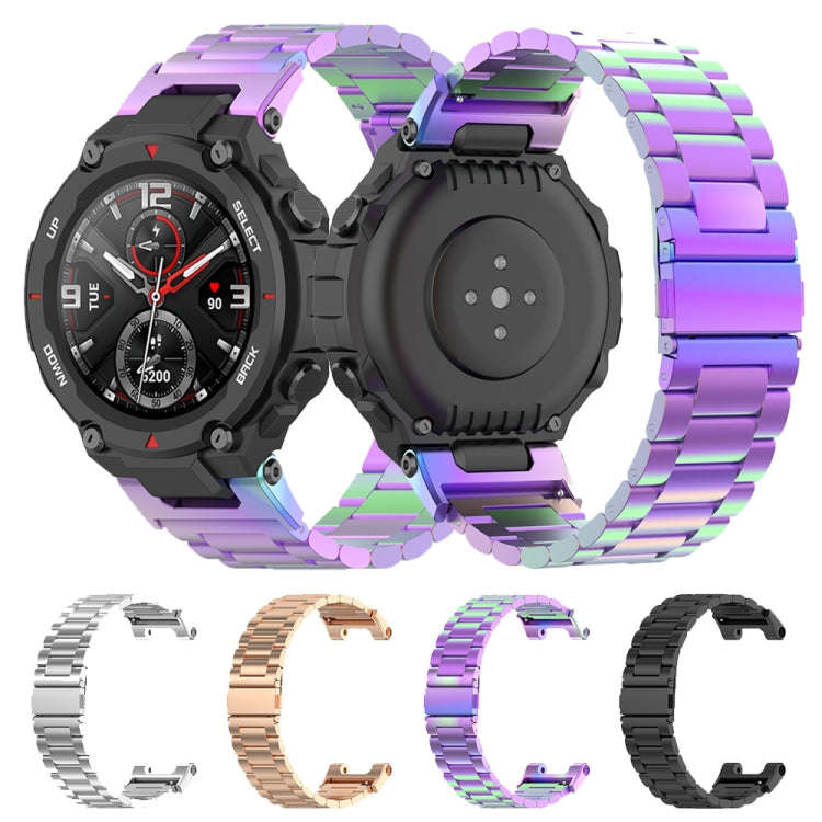 For Huami Amazfit T-Rex A1918 3-Beads Stainless Steel Watch Band with Screwdriver(Colorful)