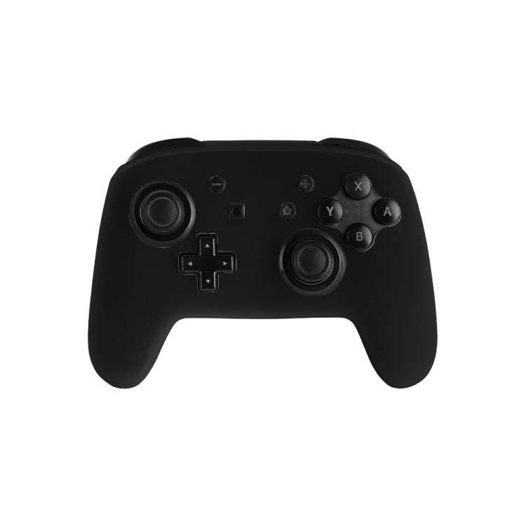 For Nintendo Switch Pro Game Handle Solid Color Silicone Protective Cover(Black)