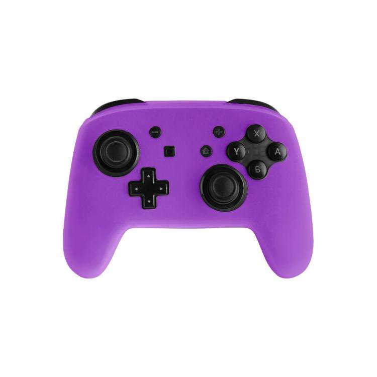 For Nintendo Switch Pro Game Handle Solid Color Silicone Protective Cover(Purple)