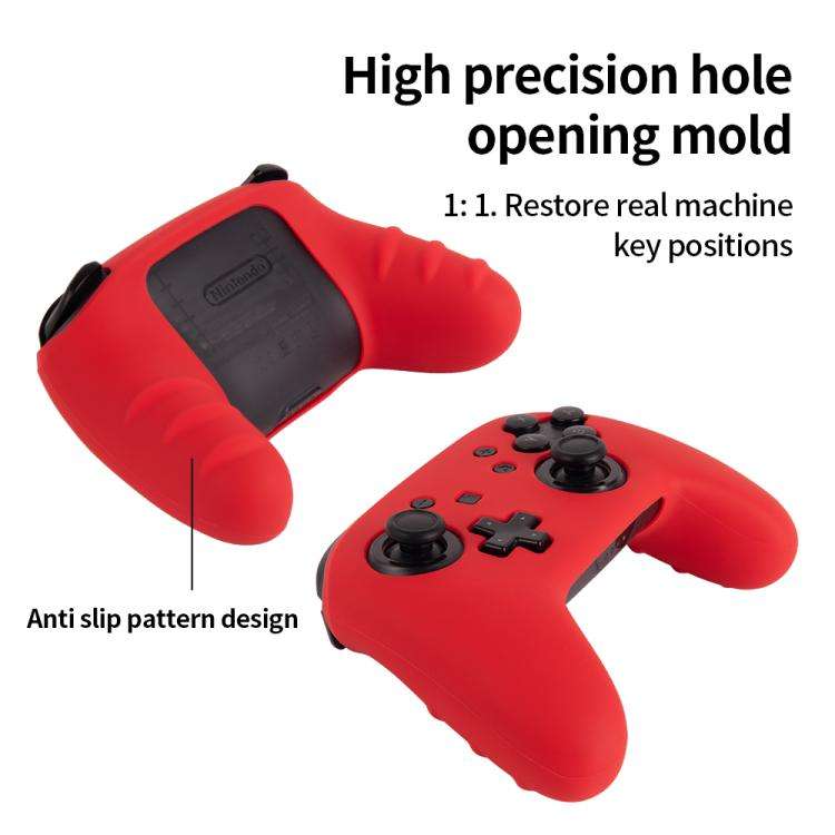 For Nintendo Switch Pro Game Handle Solid Color Silicone Protective Cover(Black)