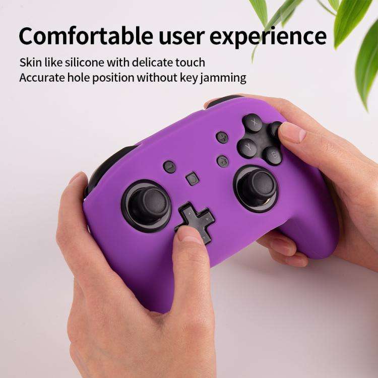 For Nintendo Switch Pro Game Handle Solid Color Silicone Protective Cover(Black)