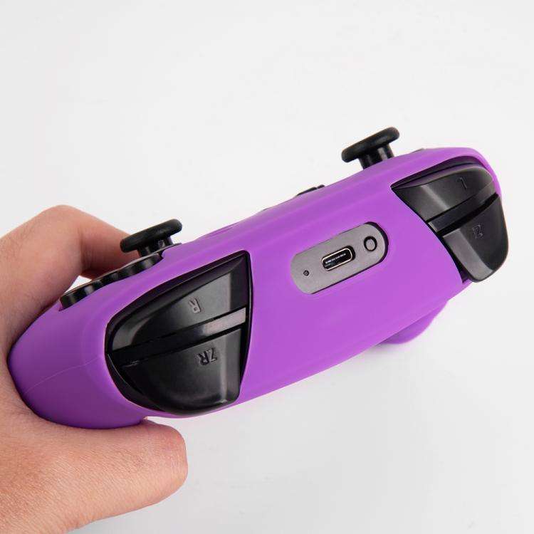 For Nintendo Switch Pro Game Handle Solid Color Silicone Protective Cover(Black)