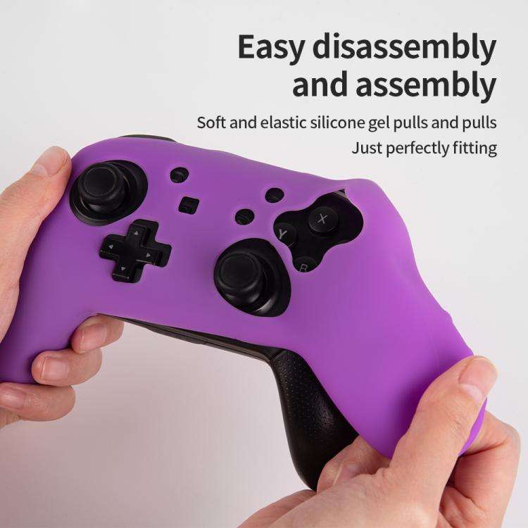 For Nintendo Switch Pro Game Handle Solid Color Silicone Protective Cover(Black)