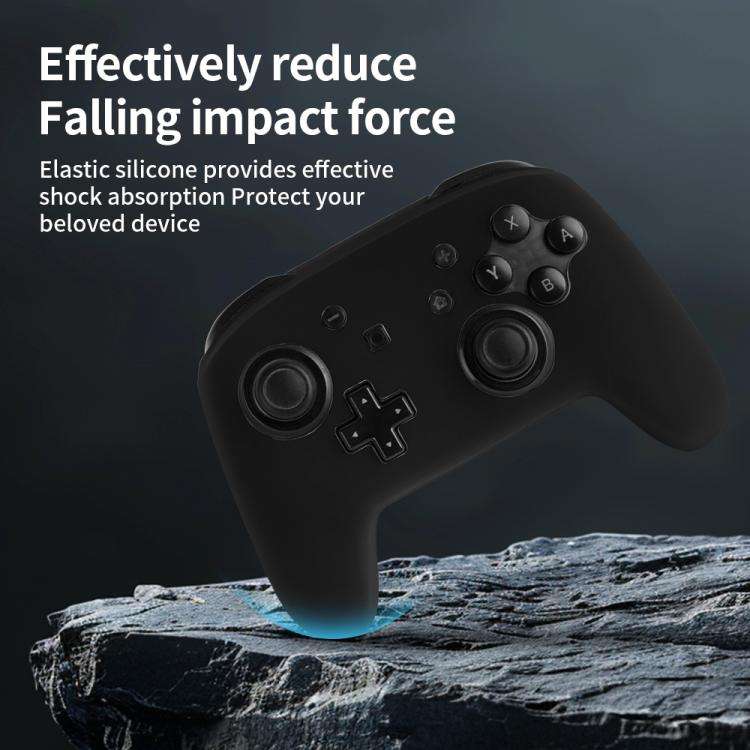 For Nintendo Switch Pro Game Handle Solid Color Silicone Protective Cover(Black)