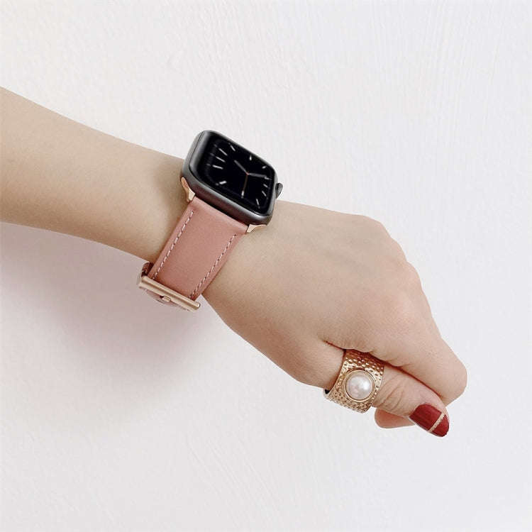 For Apple Watch 5 & 4 44mm / 3 & 2 & 1 42mm V Tail Style Stitching Leather Watch Band(Beige)