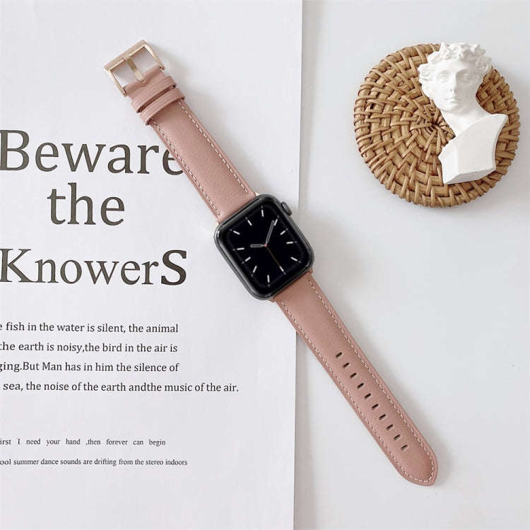 For Apple Watch 5 & 4 44mm / 3 & 2 & 1 42mm V Tail Style Stitching Leather Watch Band(Pink)