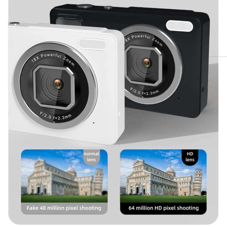 DC15 2.4 inch 18X Digital Zoom Camera 4K HD Video 64MP Shooting(White)