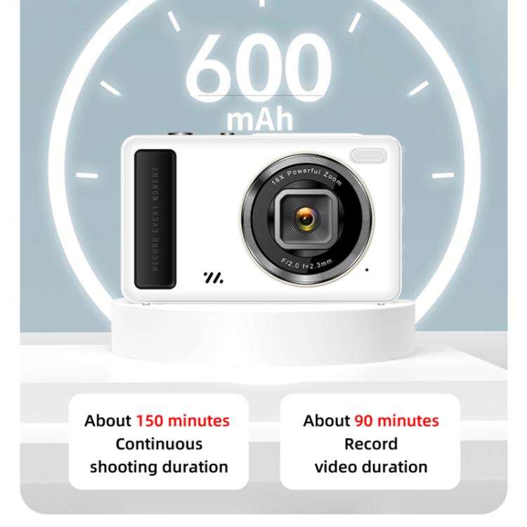 DC15 2.4 inch 18X Digital Zoom Camera 4K HD Video 64MP Shooting(White)