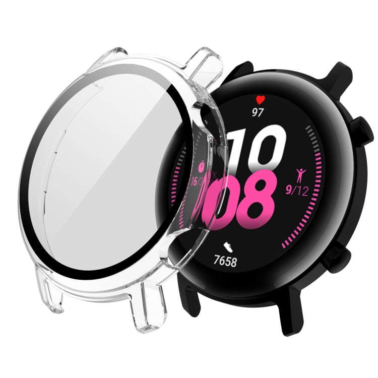 For Huawei Watch GT2 42mm 2 in 1  Tempered Glass Screen Protector + Fully Plating PC Case(Transpa...
