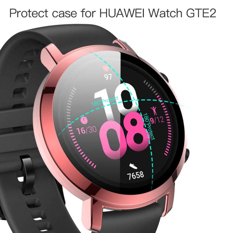For Huawei Watch GT2 42mm 2 in 1  Tempered Glass Screen Protector + Fully Plating PC Case(Black)