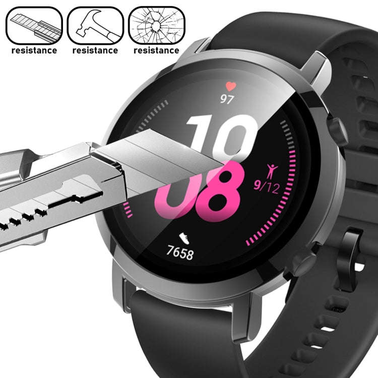 For Huawei Watch GT2 42mm 2 in 1  Tempered Glass Screen Protector + Fully Plating PC Case(Black)