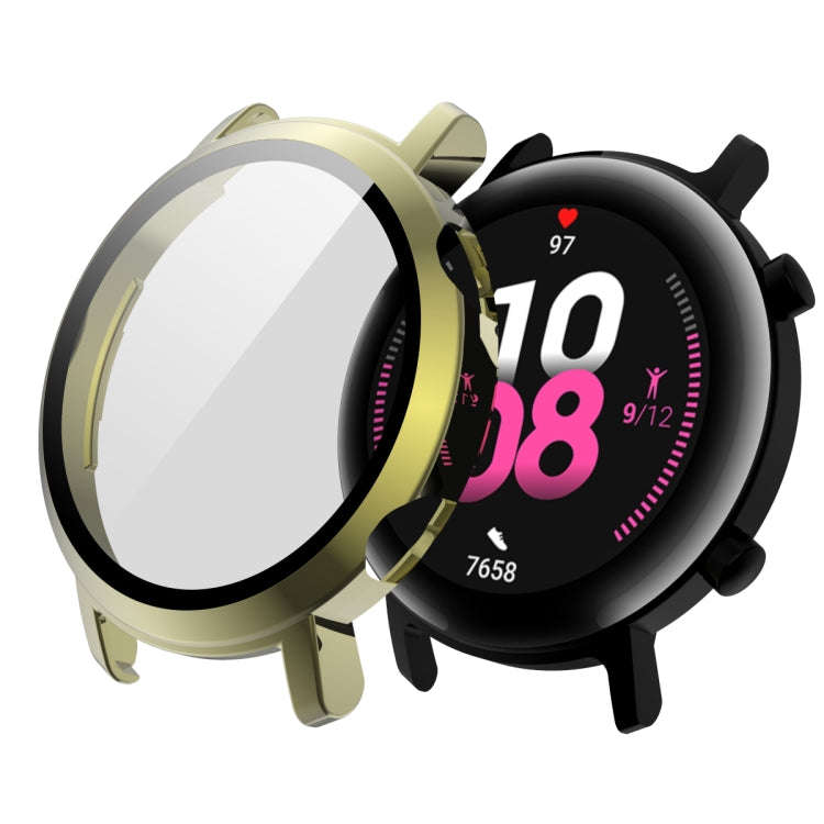 For Huawei Watch GT2 42mm 2 in 1  Tempered Glass Screen Protector + Fully Plating PC Case(Golden)