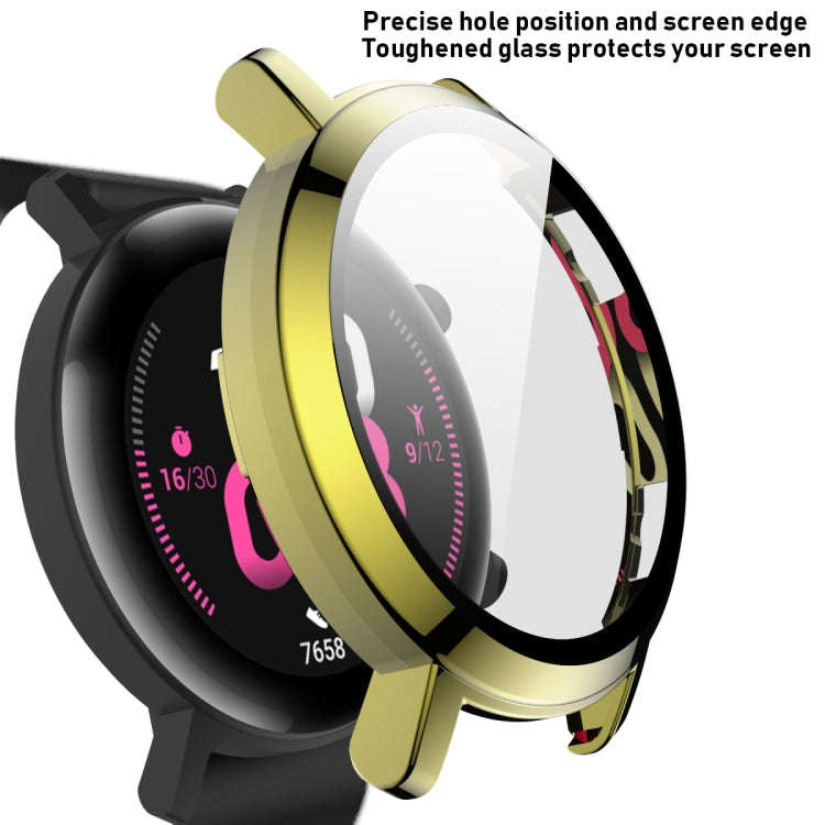 For Huawei Watch GT2 42mm 2 in 1  Tempered Glass Screen Protector + Fully Plating PC Case(Golden)
