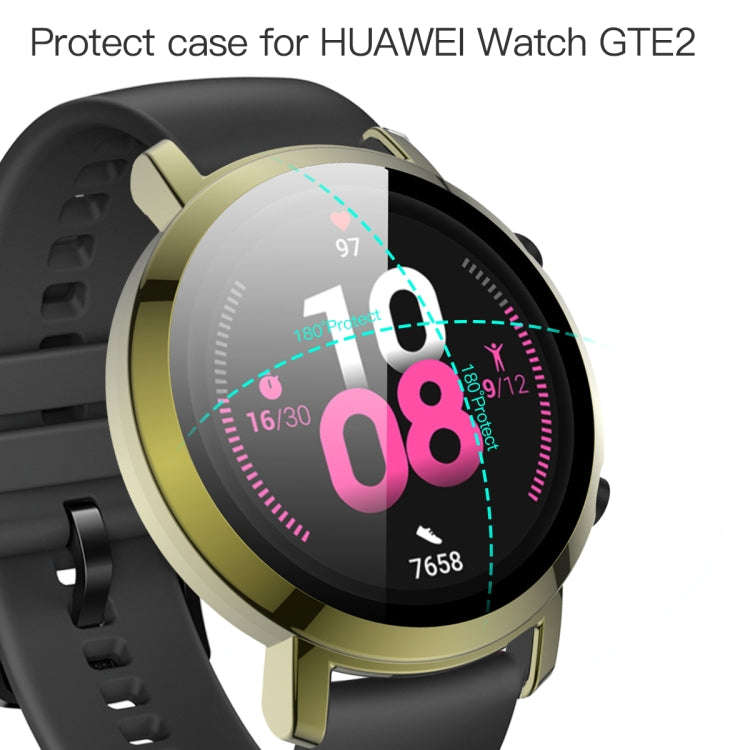 For Huawei Watch GT2 42mm 2 in 1  Tempered Glass Screen Protector + Fully Plating PC Case(Golden)