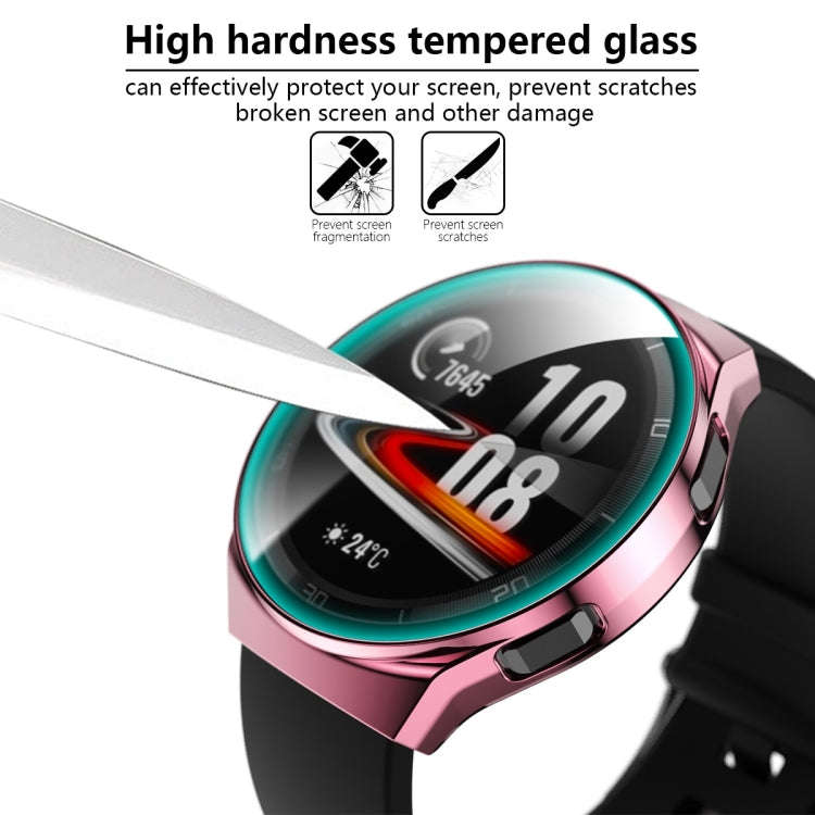 For Huawei Watch GT2e 2 in 1  Tempered Glass Screen Protector + Fully Plating PC Case(Pink)