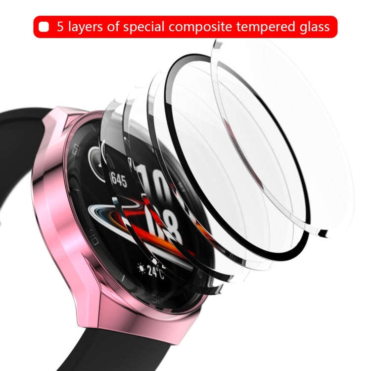 For Huawei Watch GT2e 2 in 1  Tempered Glass Screen Protector + Fully Plating PC Case(Pink)