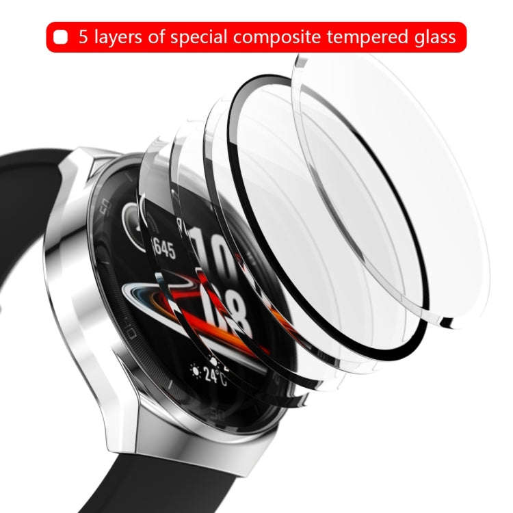 For Huawei Watch GT2e 2 in 1  Tempered Glass Screen Protector + Fully Plating PC Case(Silver)