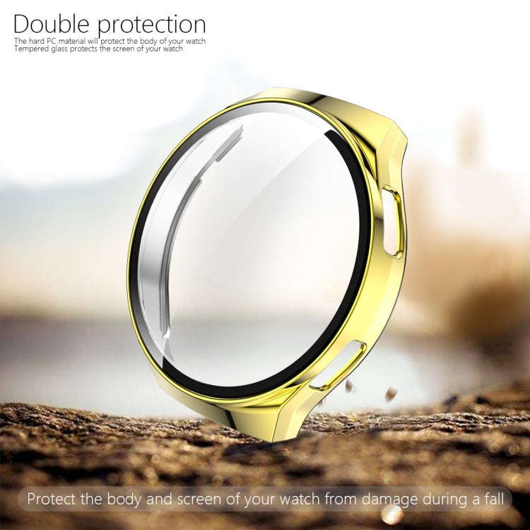 For Huawei Watch GT2e 2 in 1  Tempered Glass Screen Protector + Fully Plating PC Case(Golden)