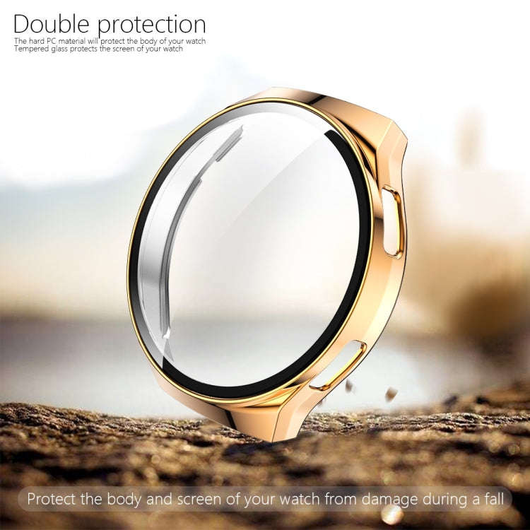 For Huawei Watch GT2e 2 in 1  Tempered Glass Screen Protector + Fully Plating PC Case(Rose Gold)