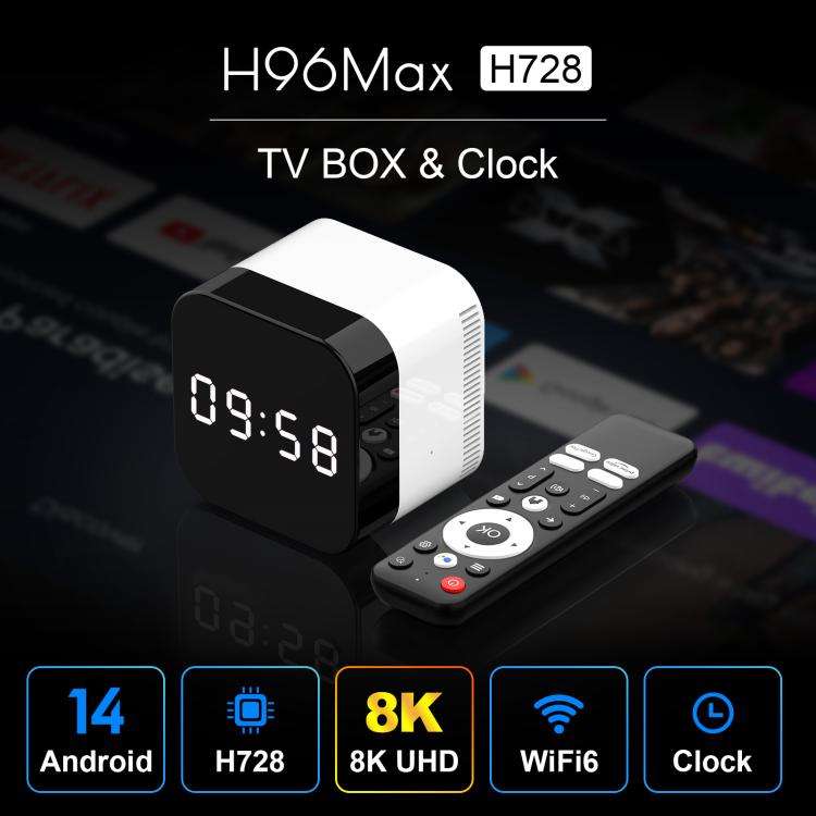 H96Max 8K UHD Android 14 Smart TV Box with Remote Control, 2GB+16GB, Allwinner H728 Octa-Core(UK ...