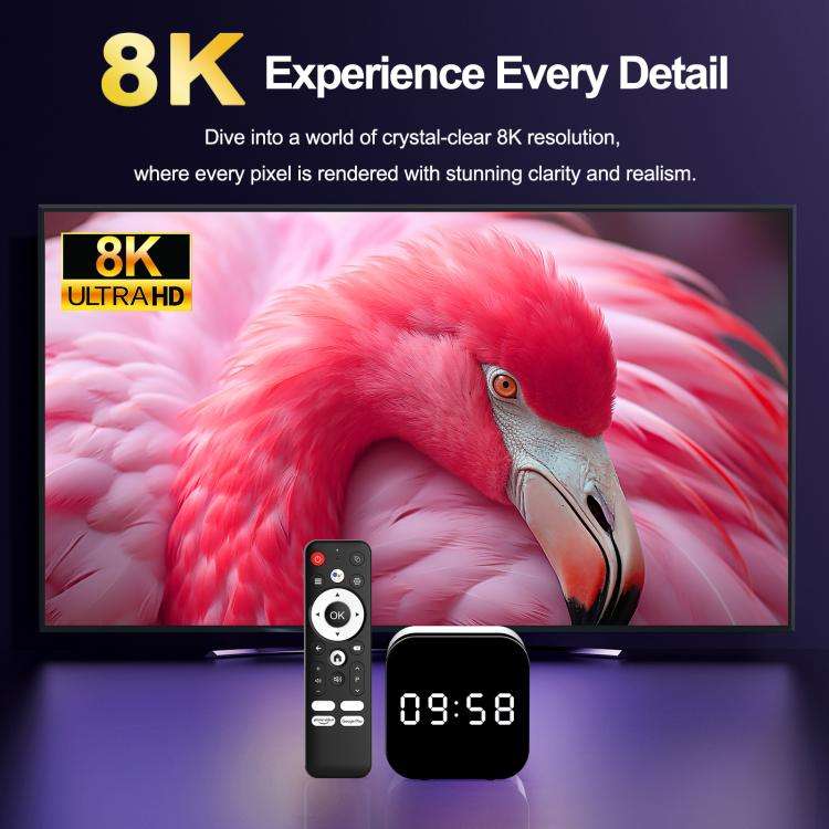 H96Max 8K UHD Android 14 Smart TV Box with Remote Control, 2GB+16GB, Allwinner H728 Octa-Core(UK ...