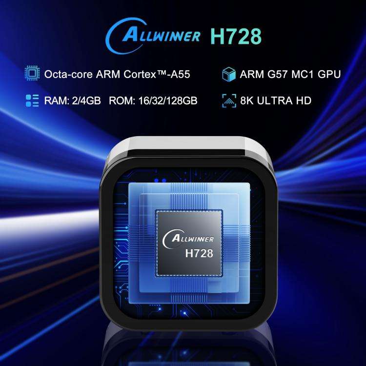 H96Max 8K UHD Android 14 Smart TV Box with Remote Control, 2GB+16GB, Allwinner H728 Octa-Core(UK ...