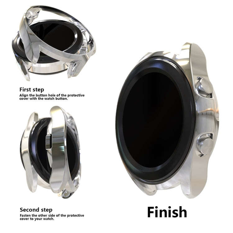 For Samsung Galaxy Watch 3 45mm Electroplating Hollow Half-pack TPU Protective Case(Silver)