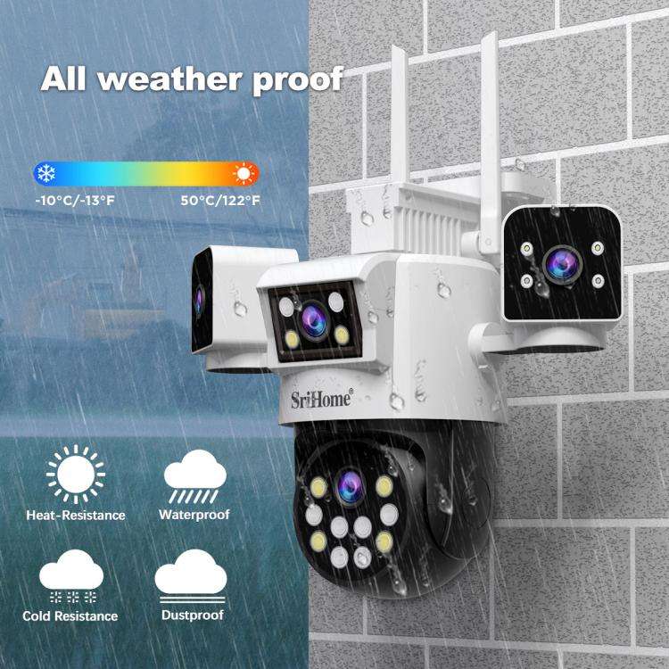 SriHome SH066 8MP HD Quad Lens Security Camera, Support Full Color Night Vision / Two-way Audio(U...