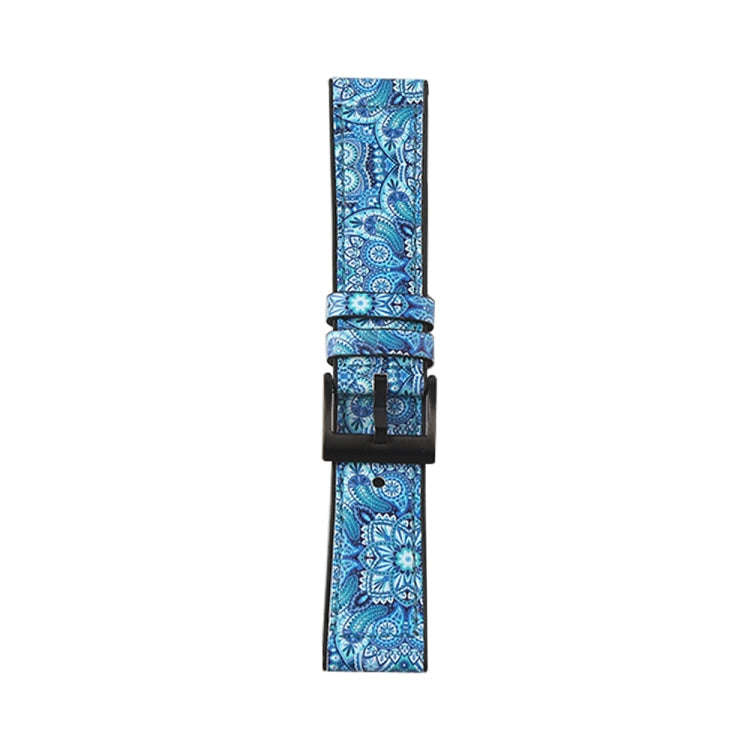For Samsung Galaxy Watch 3 41mm TPU + Leather Watch Band(Flower Blue)