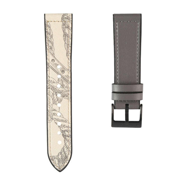 For Samsung Galaxy Watch 3 45mm TPU + Leather Watch Band(Grey+Grey)