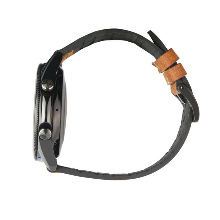 For Samsung Galaxy Watch 3 45mm TPU + Leather Watch Band(Grey+Grey)