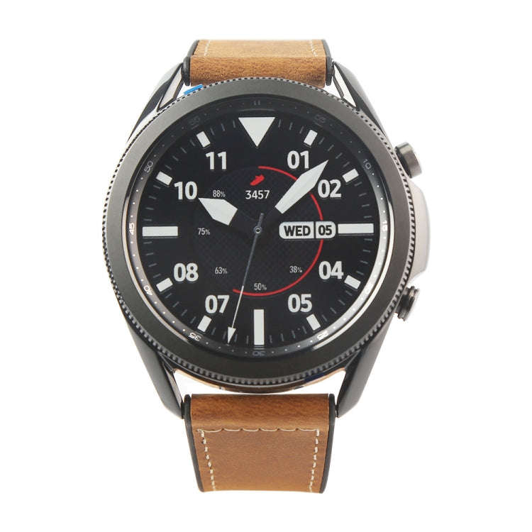 For Samsung Galaxy Watch 3 45mm TPU + Leather Watch Band(Grey+Grey)