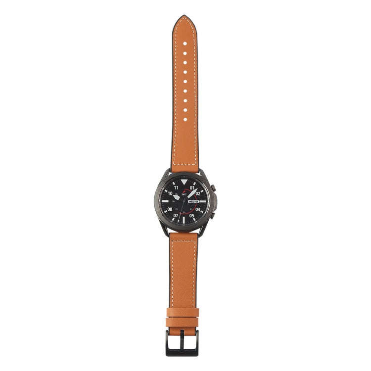 For Samsung Galaxy Watch 3 45mm TPU + Leather Watch Band(Flower Cyan)