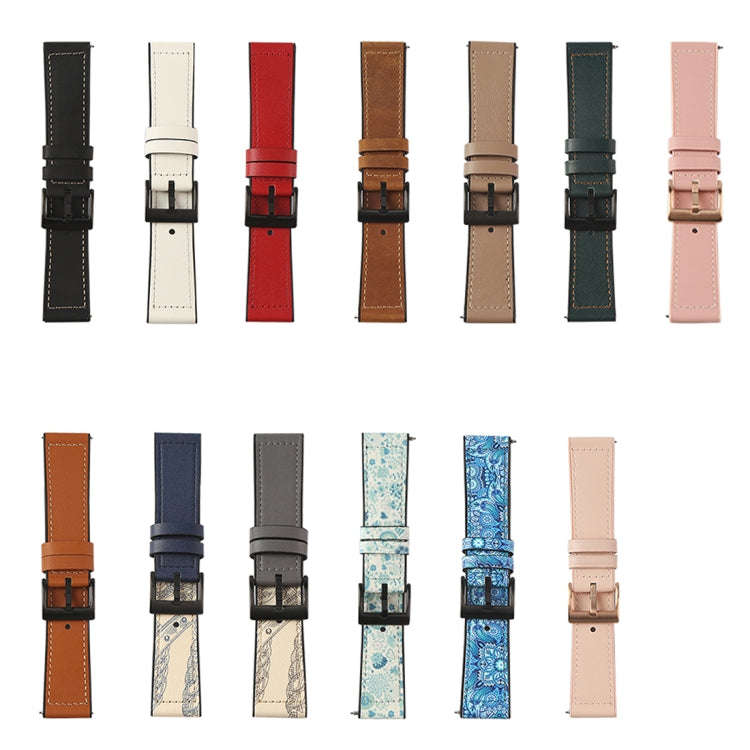 For Samsung Galaxy Watch 3 45mm TPU + Leather Watch Band(Flower Cyan)