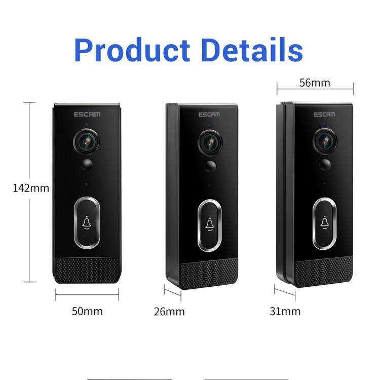 ESCAM V5 TUYA 1080P Intelligent Two-Way Voice Night Vision Wireless Doorbell(Black)