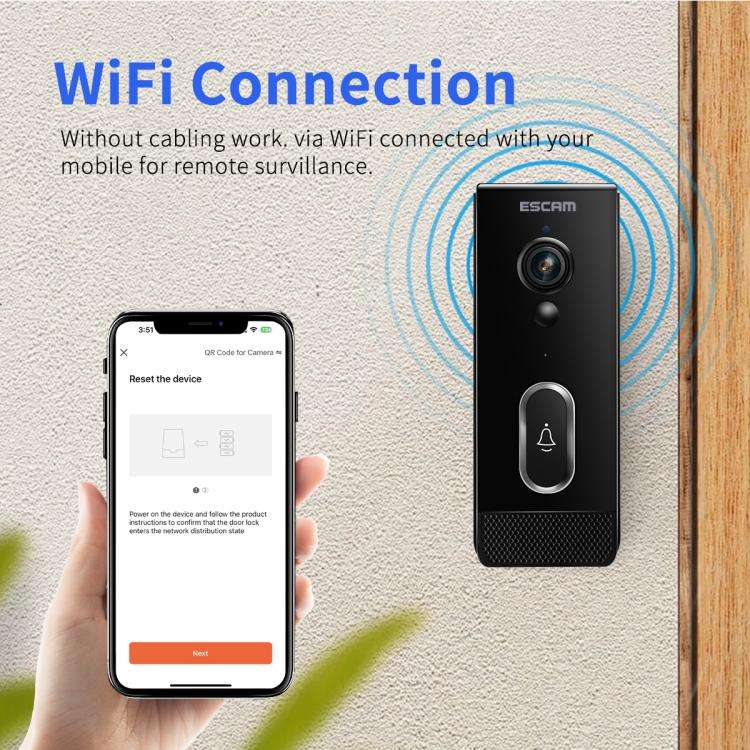 ESCAM V5 TUYA 1080P Intelligent Two-Way Voice Night Vision Wireless Doorbell(Black)