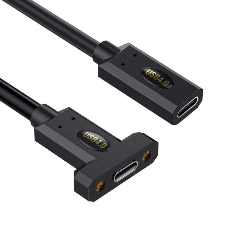 USB4 Type-C Female to Type-C Female Ear Screw Fixed Panel Extension Cable, Length:0.6m