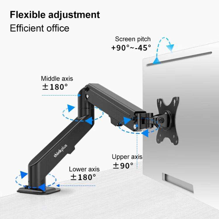 Lenovo Thinkplus ZJA4 Rotatable Lift Desktop Monitor Holder(Black)