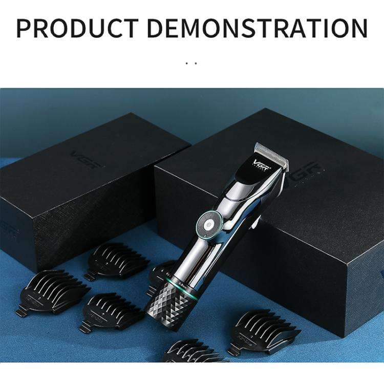 VGR V-256 5-gear Fine-tuning Digital Display USB Hair Clipper with Holder(Black)