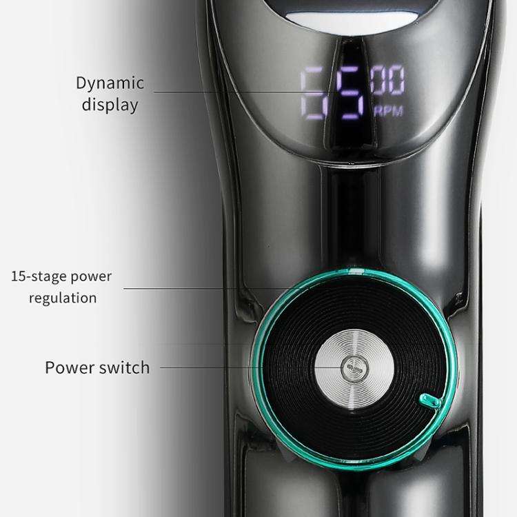 VGR V-256 5-gear Fine-tuning Digital Display USB Hair Clipper with Holder(Black)