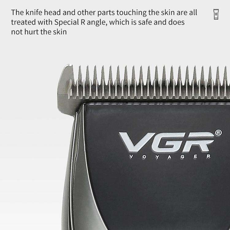 VGR V-256 5-gear Fine-tuning Digital Display USB Hair Clipper with Holder(Black)