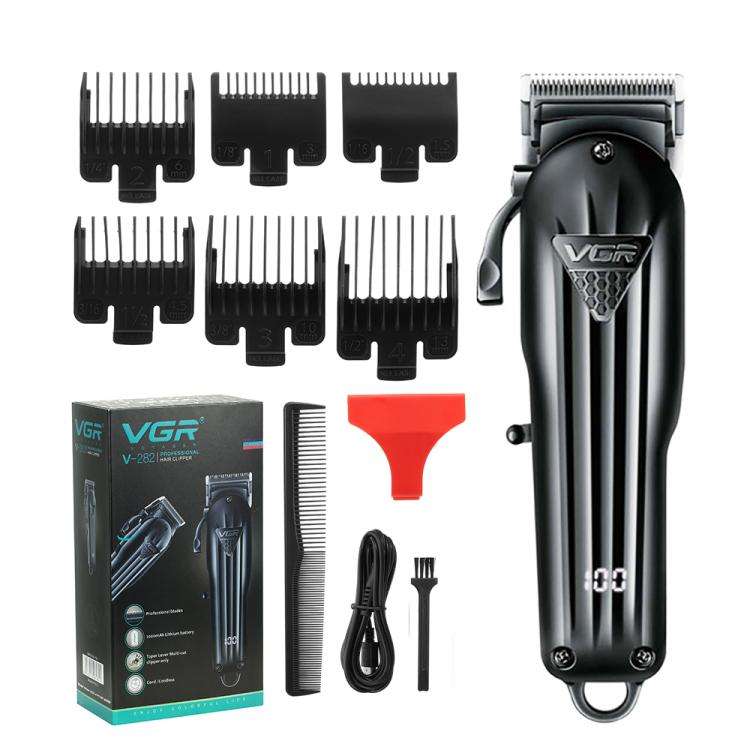 VGR VGR-282 4-gear Fine-tuning Digital Display USB Electric Hair Clipper(Black)
