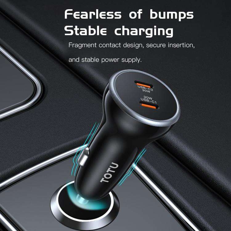 TOTU CC-5 65W USB-A and USB-C / Type-C Dual Ports Fast Charging Car Charger(Black)
