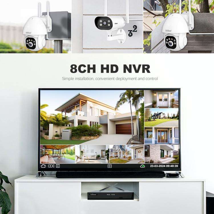 SriHome NVS001E-IPC039B 5MP 8CH HD NVR Wireless Cameras Set, Plug:US Plug