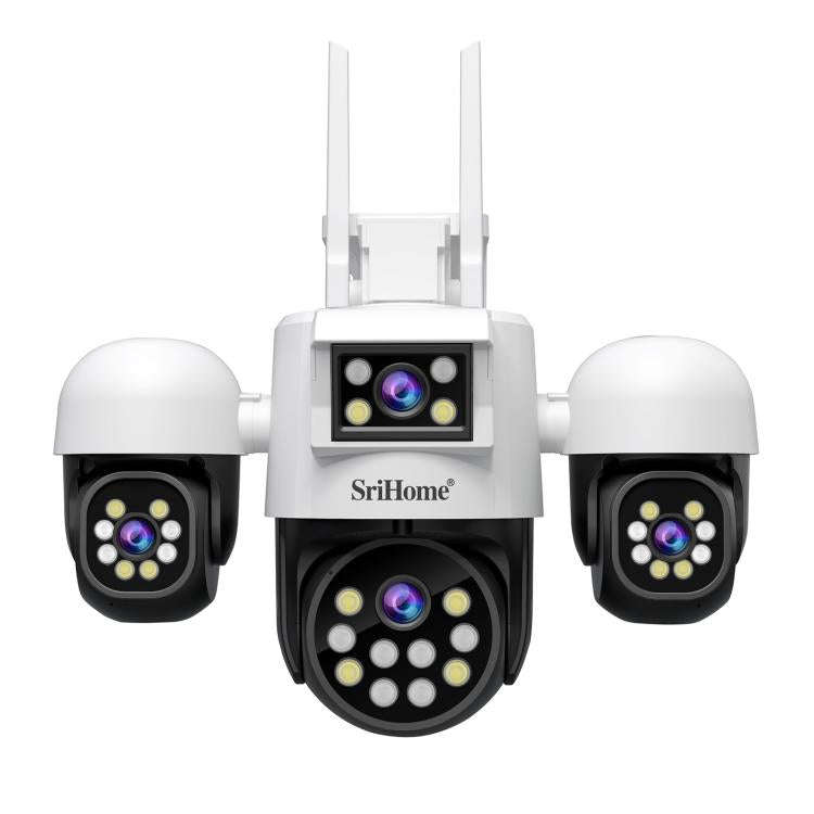 SriHome SH069 8MP 3X Digital Zoom HD Quad-lens Security Camera, Plug:UK Plug