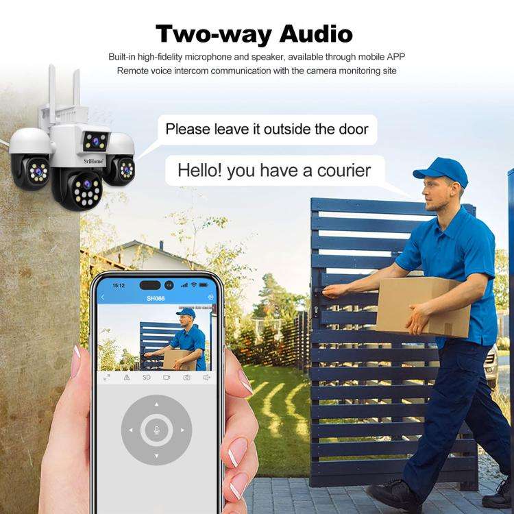 SriHome SH069 8MP 3X Digital Zoom HD Quad-lens Security Camera, Plug:UK Plug