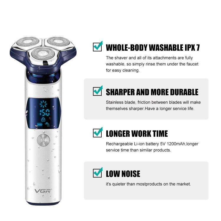 VGR V-328 3D Floating Cutting Blade IPX7 Electric Shaver(Black)